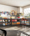 Heavy Duty Metal Garage Shelving Unit 1530 Lbs Total Capacity, 3 Tier Adjustable Storage Racks, 48W X 18D X 39H Black For Garage Basement And Kitchen, Built Like A Tank, Ready To Tackle Clutter in garage with tools and bins