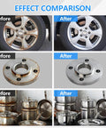 Effect of Wheel Hub Cleaning Tool And Resurfacing Kit With Six Durable Brush Heads showing rust removal before and after.