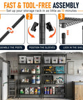 5-Tier Wire Shelf Storage Rack In Black, Heavy-Duty Steel, 36 x 14 x 72 Inch, Handles Up To 250 Lbs Per Level, 1250 Lbs Total Capacity, Perfect Kitchen Or Garage Organizer For Real Go-To Storage Power. Tool-free assembly garage storage rack with black steel shelves