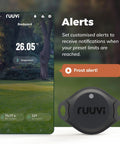 3in1 Bluetooth Temperature Humidity And Motion Sensor with alerts app interface displayed on smartphone screen outdoors.