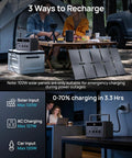 600W Solar Generator With 100W Panel 576Wh LiFePO4 Battery 1200W Surge Three AC Outlets Car Socket 100W USB C in camping scene