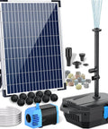 Solar Pond Filter Kit With 12W Panel And 160GPH Fountain Pump, Outdoor Filter Box With Six Point Six Foot PVC Tubing visible
