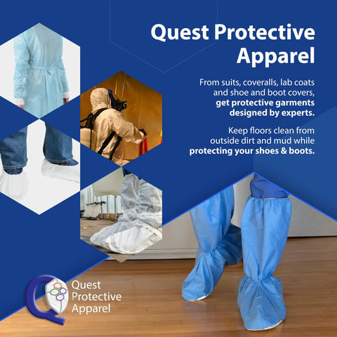 Traction 18 Inch Blue Disposable Boot Covers With Non Slip Sole Water Resistant Skid Resistant Booties for all shift coverage in use
