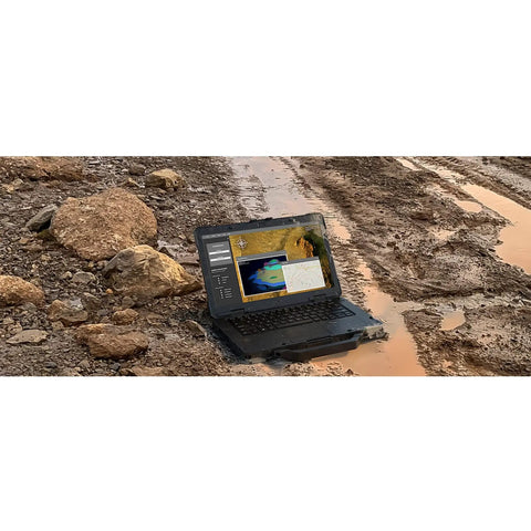 Rock Solid 14 Inch Rugged Laptop Featuring Full HD 1080p Display Intel Core I5 11Th Gen Processor 16GB RAM 512GB SSD on muddy ground.