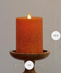 Seaglass Flameless Pillar Candle With Moving Flame, Unscented Real Wax, Recessed Edge, Timer, Battery Operated LED Lights, 3x4.5 in