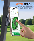 Person using a phone on a MagSafe Dual Magnetic Golf Cart Phone Holder With Aluminum Alloy Construction Fits EZGO Club Car Yamaha Golf Carts