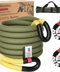 Kinetic Recovery Tow Rope Kit 1-1/8 Inch By 30 Feet With 2 UHMWPE Soft Shackles 37,480 Lb Breaking Strength and carrying bag