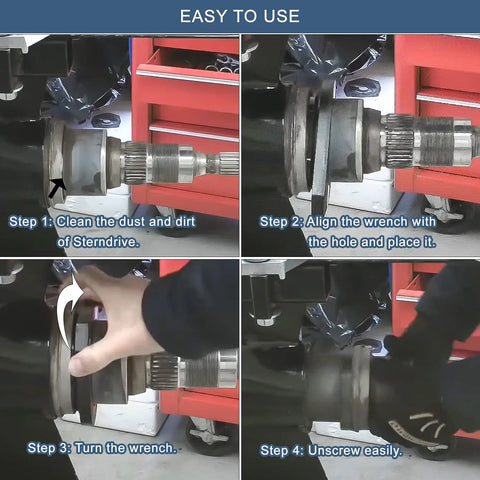Step-by-step using Beast Pro Grade Bearing Carrier Retainer Tool Set For Mercruiser Bravo 3 Drives Nut Installer And Remover Wrench Kit