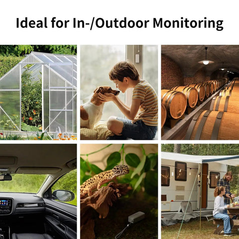 IP65 Indoor Outdoor Bluetooth Hygrometer Thermometer 3 Pack With 394 Ft Range For Refrigerator And Home Use Dew Point VPD Absolute Humidity Sensor in greenhouse, wine cellar, car and camper