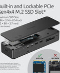 Butter Smooth Thunderbolt 5 Dock For MacBook Pro And Max, 140W Fast Charge, featuring lockable M.2 SSD slot and ports.
