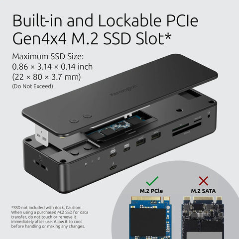 Butter Smooth Thunderbolt 5 Dock For MacBook Pro And Max, 140W Fast Charge, featuring lockable M.2 SSD slot and ports.