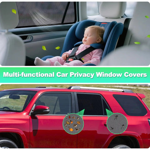 Rear Window Shades For Toyota 4Runner 2011-2023, Breathable Mesh Privacy Screens, UV Protection And Heat Insulation, in use in vehicle