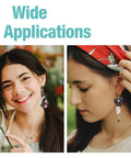 Women wearing jewelry made with Black Acrylic Flower Bead Caps 100 Pcs Five Petal Frosted Resin Flower Spacers for earrings.