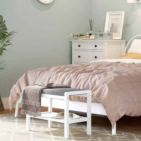 Comfy Cushioned Shoe Bench With Storage Shelf And Padded Seat, Heavy-Duty Entryway Organizer That Holds Up To 350 Lbs, in bedroom setting
