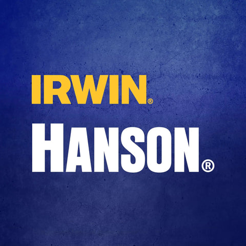 Irwin Hanson logo on blue background related to 48 Piece Fastener Extraction Kit With Spiral Flute And Multi-Spline Extractors.