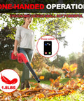 Person using M18 Battery Compatible Cordless Leaf Blower With 320 CFM Airflow And 180 MPH Wind 3 Speed Lightweight Mini Electric Blower
