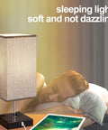 Two Pack Modern Table Lamps With 3 Way Dimmable Touch Control, Dual USB Ports And AC Outlets, Grey Fabric Shade, bedside