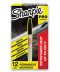 Real Deal Heavy Duty Permanent Markers Fine Point Black Quick Dry Ink That Handles Extreme Heat Up To 500F On Metal Glass And Lab Surfaces Rock Solid Twelve Pack in retail packaging.