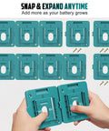 Hands assembling Makita 18V Battery Mount Holder Wall Mount Hanger Pack Of 10 With 20 Screws No Battery Built For Garage Workshop