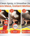Instructional sequence of using Industrial-Grade PTFE Dry Lubricant Spray With Fast-Drying Action on saw blade for smooth operation.