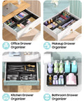 Ten Pack Large Plastic Drawer Organizer Set With Extra Large Large And Medium Trays For Desk Vanity Makeup Bathroom Kitchen Utensils And Office Black Keeps Every Drawer Neat Tidy And Easy To Access