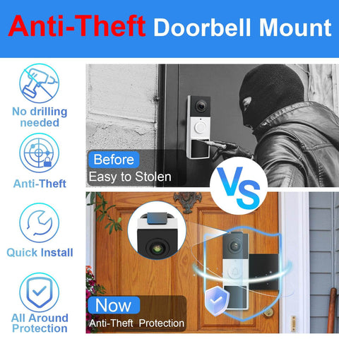 Anti Theft Doorbell Mount No Drill Universal Video Doorbell Bracket With Tamper Proof Screws Adjustable Mounting Holder