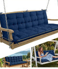 60 By 40 Inch Outdoor Swing Cushions With Backrest And Tie Straps For 2 To 3 Seater Patio Benches Blue Crushed Sponge Filled