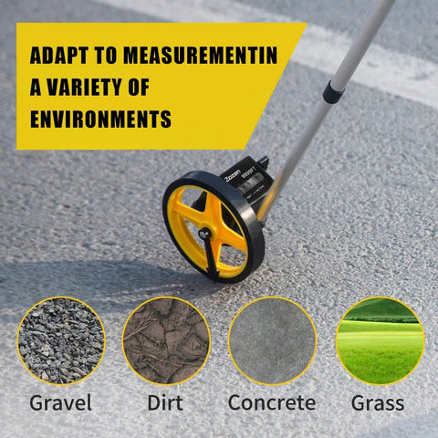 Measuring Wheel 6 Inch Distance Meter For DIY And Pro Builders Rugged Telescoping Handle used on gravel, dirt, concrete, grass