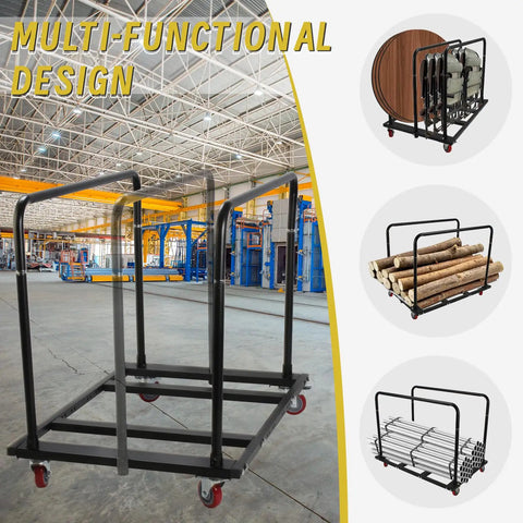 Folding Table Cart With Swivel Wheels, Heavy Duty Dolly That Handles Up To 1800 Lbs And 10 Table Capacity, Adjustable Panel Cart For Banquets, Parties, Meetings, And Events, Durable Alloy Steel Construction in warehouse