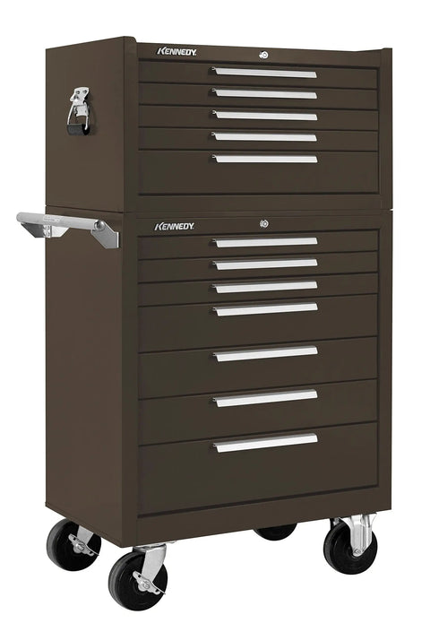 285XB 27-Inch Five-Drawer Industrial Top Chest In Tan Brown Wrinkle With Tubular Lock And Flat Top Surface For Stacking