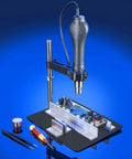 Magnetic Hands Free Circuit Board Holder With Telescopic Hot Air Gun Bracket for precise soldering and desoldering, L brackets visible