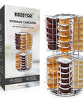 48 Pod Capsule Holder Carousel For Bartesian Cocktail Maker, 360 Degree Chrome Tower Stand next to product packaging