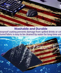 Large Extended Gaming Mouse Pad With Stitched Edges And Non Slip Waterproof Rubber Base For Office Computer Keyboard Laptop And Home Desk 35.4 X 15.7 X 0.12 Inch In Bold American Antique Flag Design showing waterproof feature