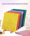 Amazon Adrattnay glitter acrylic sheets, 10 pcs, 8x8 in, 3 mm thick, assorted colors, front view