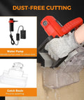 Heavy Duty Electric Tile Angle Cutting Machine With 43 Degree Chamfering Guide For Ceramic Tiles Smooth Bevel Cuts No Sweat For Weekend Warriors And Pros with water pump and catch basin.