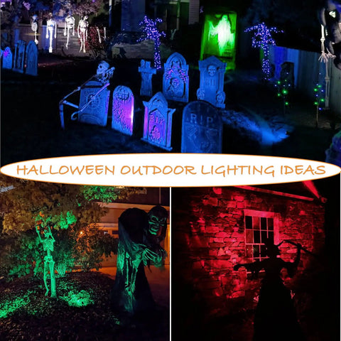 Color Changing Solar Spotlights Outdoor RGB Landscape Lighting Waterproof 6 in 1 Wall Lamp For Patio Pathway Garden Yard in Halloween display