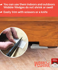Clear Flexible Plastic Leveling Shims 30 Pack For Home Improvement And Furniture Stabilization shown stabilizing wooden furniture