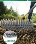 2-In-1 Dethatching Rake With Adjustable Head And 19 Tooth Heavy Duty Metal Tines For Deep Thatch Penetration, soil loosening