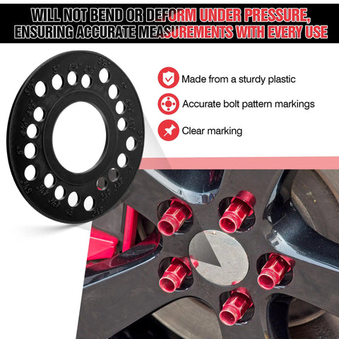 Two Pack Wheel Bolt Pattern Measuring Tool Template For 4 5 6 8 Lug Bolts Hub Gauge Delivers Spot On Wheel Fitment No Sweat Installation Pro Grade Automotive Tool Black