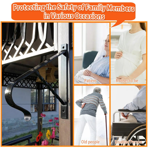 Straight Up Premium Wrought Iron Handrail For One Or Two Steps With Dead Simple Wall Mount Stair Grip Lever Featuring Knockout Strength And Slick Leaf Design For Outdoor Porch Step Support Daily. Wrought iron handrail with curved design on garden porch.