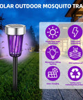 Solar Powered Bug Zapper For Outdoor Use Waterproof Mosquito Killer For Patio Garden Backyard Farm Durable IP65 Weatherproof