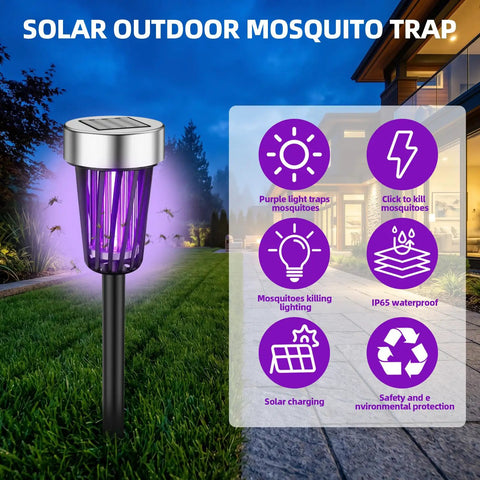 Solar Powered Bug Zapper For Outdoor Use Waterproof Mosquito Killer For Patio Garden Backyard Farm Durable IP65 Weatherproof