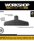 Floor Brush Attachment For Wet Dry Vacuums And Shop Vacuum Cleaners Heavy Duty Floor Brush For Big Area Cleaning Ideal Vacuum Accessory For Dust And Debris Fits Two And A Half Inch Hoses And Extension Wands, 14-inch wide, rubber bristles