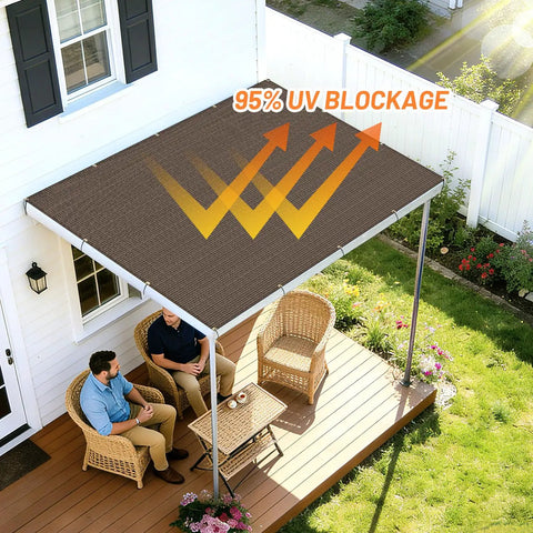 6x8 Ft Sun Shade Cloth With 95 Percent UV Protection HDPE Material Outdoor Shade Tarp With Grommets installed on patio