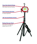 Beast Bright 35W COB Corded Work Light With Tripod Stand IP67 Dust And Water Resistant 18ft SJTOW Heavy Duty Die Cast Aluminum