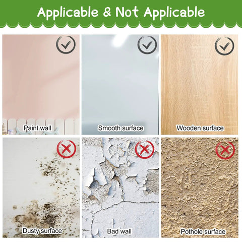 Surface compatibility for Teardrop Mirror Stickers 15 Pack: applicable on paint, smooth, wood; not on dusty, bad, pothole.