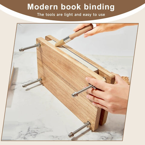 All In One Book Binding Kit With Wooden Book Press 13 By 7.9 Inches Pro Grade Tools Like Bone Folder Awl Needles Waxed Thread