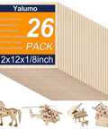 Front view of Yalumo basswood sheets, 26-pack, 12x12x1/8 in unfinished craft wood