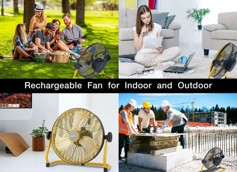 12 Inch Cordless Portable Fan With Metal Blade, 360 Degree Tilt, 24 Hour Run Time for indoor and outdoor activities