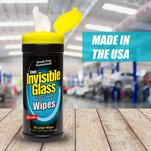 Streak Free Glass Cleaning Wipes Canister For Home And Auto Lint Free Ammonia Free Tint Safe Wipes For Windows Mirrors And Screens Grab And Go 28 Wipes Pack